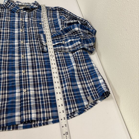LL Bean Button Up Shirt Mens XL Blue Plaid Mesh Fishing Shirt Outdoors 509459 - Picture 11 of 12